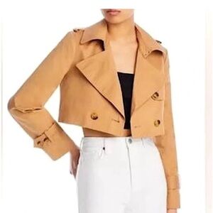 7 For All Mankind Cropped Trench Coat in Camel